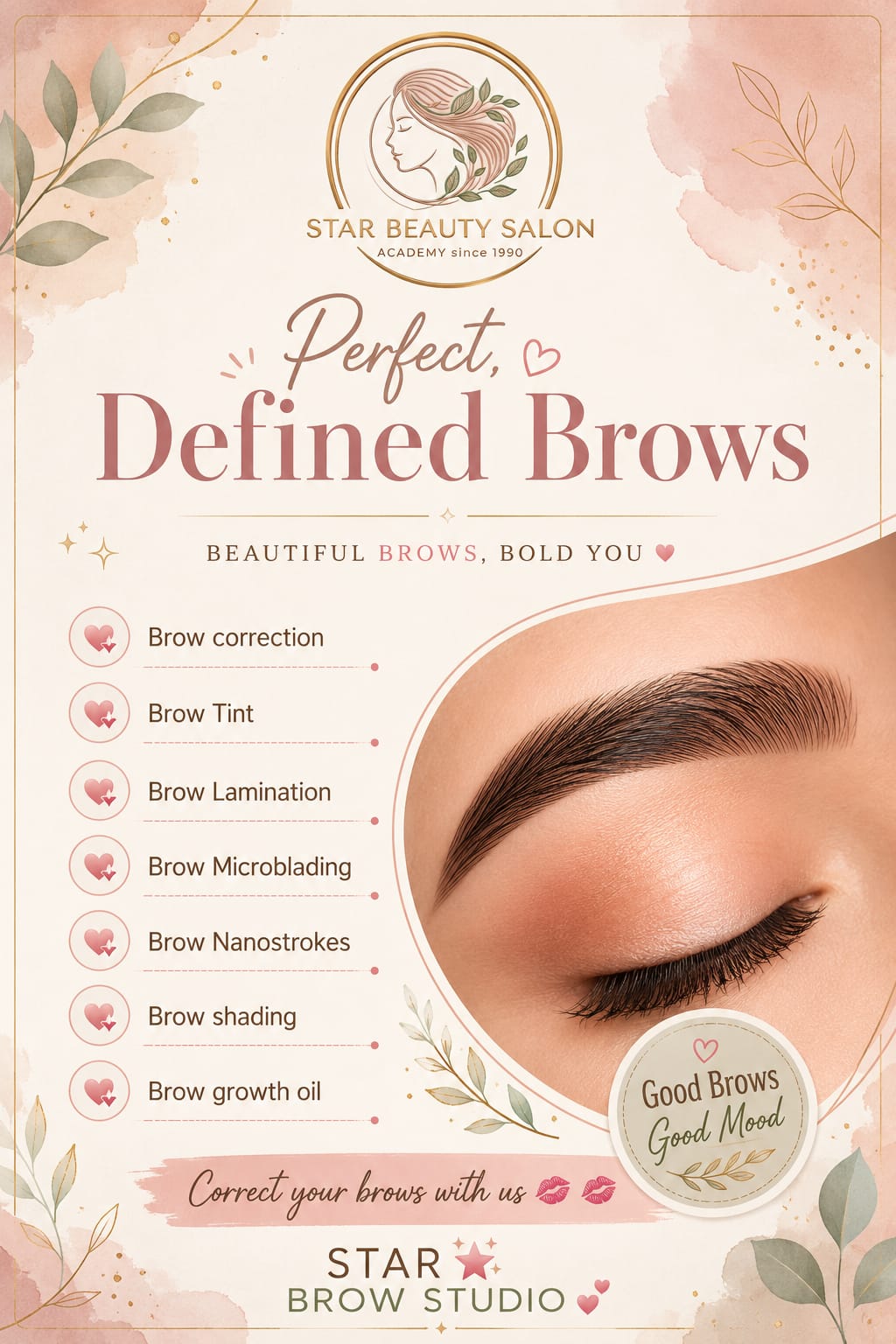 Precision brow mapping and multi-layered eyebrow styling for women at Star Beauty Salon Behala